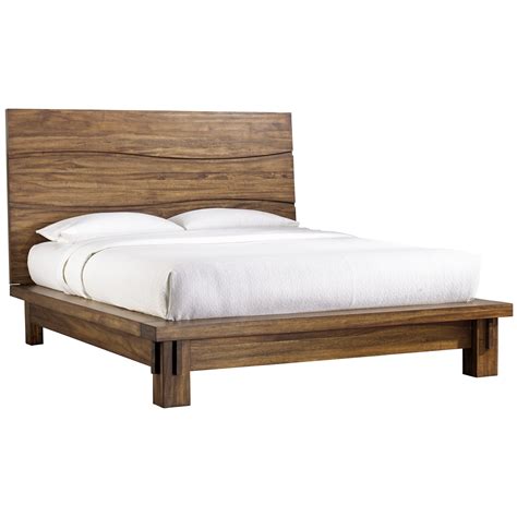 king platform bed with wood headboard
